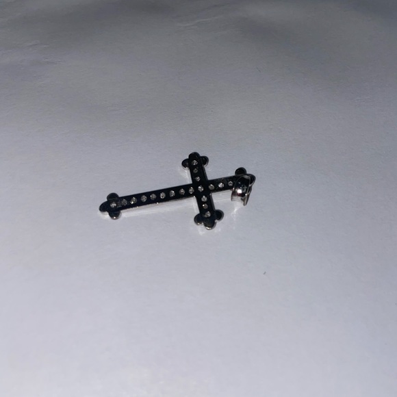 Genuine Diamond Gothic Cross Necklace Set in Sterling Silver - Picture 10 of 10